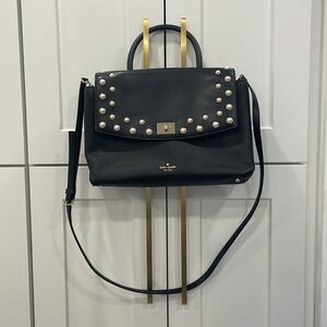 Kate Spade Serrano Place Pearl Dorina Black Leather Satchel Bag